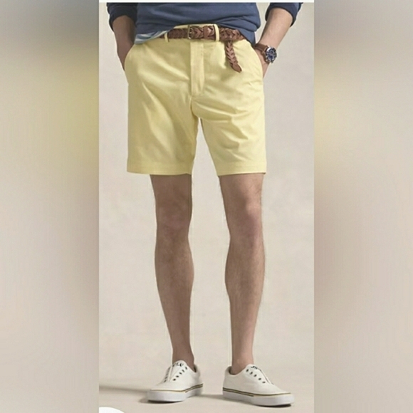 Chino 40 Cotton Classic Fit Stretch Flat Front Yellow Travel Career Golf - Picture 1 of 4